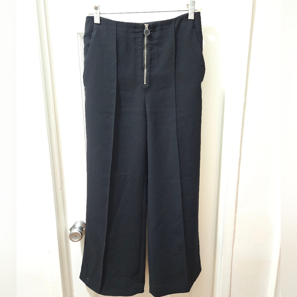 Aritzia Wilfred Nolay Black Wide‑Leg High‑Waisted Cropped Pants • Size 4 • S